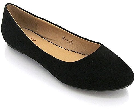 ESSEX GLAM New Womens Flat Pumps Ladies Glitter Ballet Ballerina Dolly Bridal Shoes Size (UK 5 EU 38, Black Suede)