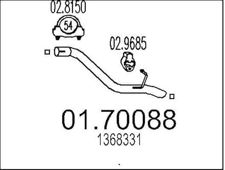 MTS 01.70088 Abgasrohr Auspuffrohr Hinten 940mm 1,26kg