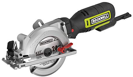 Rockwell 4-1/2” Compact Circular Saw, 5 amps, 3500 rpm, with Dust Port and Starter Kit– RK3441K , Black