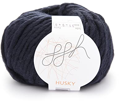 ggh Husky | Schurwolle Mischung | 50g Wolle zum Stricken oder Häkeln | Dicke Wolle | Farbe 010 - Marine