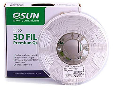 eSUN 3D Filament ABS, 1Kg, 1,75/3,00 mm - 11 färbig, 220-260℃, universal für 3D Drucker (1.75mm, weiß)