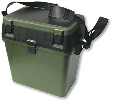 NEW IMPROVED DESIGN - Fishing Tackle Seat Box, Extra Padded Seat, Should Strap and Storage