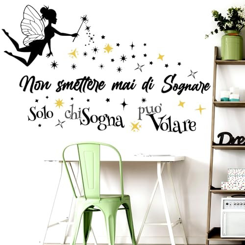 STICKER DESIGN Adesivi Murali Frasi per bambini motivazionali, Frase Adesiva Non smettere mai, Sticker decorativo per Cameretta Bimba, Bimbo per Pareti, Mobili - Sticker per cameretta bambini