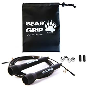Bear Grip – Springseil, Kabeldraht, Stahl, für Geschwindigkeitssprung, Springseil, (Kugellager-Mechanismus) für Cardio-Training, Boxen, MMA, Crossfit