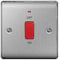 BG Nexus NBS Range Brushed Steel Switches & Sockets - Full Range of Matching Items (45 amp Double Pole Switch with Neon)