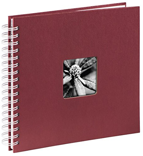 Hama Fotoalbum 28x24 cm (Spiral-Album mit 50 weißen Seiten, Fotobuch mit Pergamin-Trennblättern, Album zum Einkleben und Selbstgestalten) bordeaux