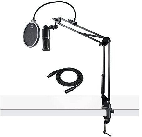Audio-Technica Microfono da studio a condensatore AT2020 con supporto per studio Knox, filtro pop e cavo XLR (4 articoli)