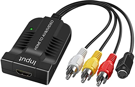 HDSUNWSTD HD 1080p HDMI to Male AV 3RCA S-Video Composite Video Audio Converter Adapter Supporting PAL/NTSC with Micro Cable