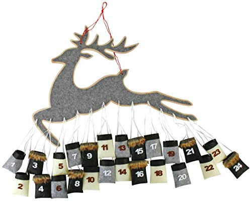 Spetebo XXL Rentier Adventskalender mit 24 Säckchen zum Befüllen - 80x80 cm - DIY Elch Kalender