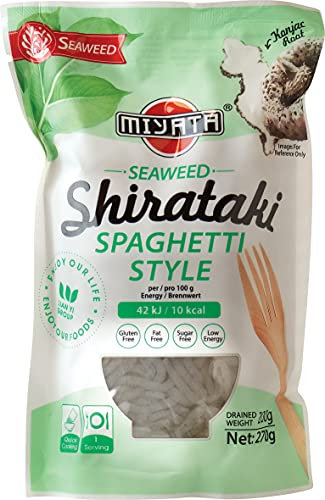 Miyata Shirataki Spaghetti Style, Nudeln aus Konjakmehl mit Seealgen-Geschmack, 6er Pack (6 x 270 g)