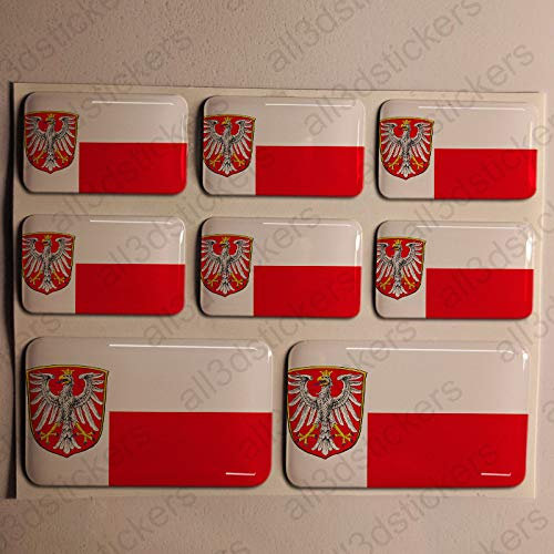 All3DStickers Aufkleber Frankfurt am Main Deutschland Flagge 8 x Flaggen von Frankfurt am Main Deutschland Rechteckig 3D Kfz-Aufkleber Gedomt Fahne