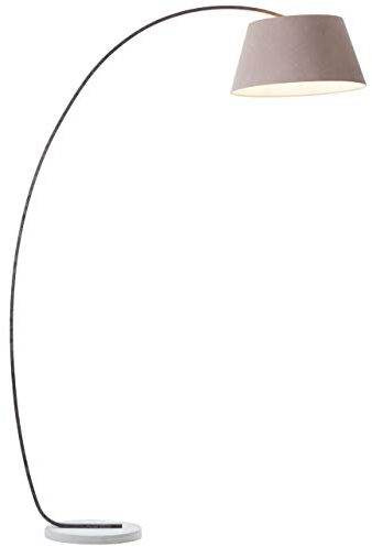 Brilliant Brok Bogenlampe 2,0 m – E27-Fassung, schwenkbarer Schirm, Fußschalter– Taupe/Grau – ideal für Wohnzimmer & Leseecke