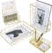 Simmer Stone Office Supplies, 4 in 1 Decorative Desk Accessories Organiser Set, File Holder, Letter Sorter, Desk Tray and 3 Slot Desk Organiser (Gold)