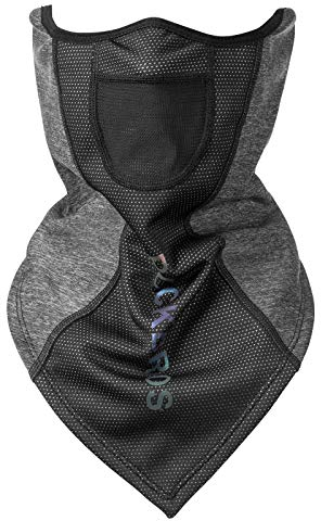 ROCKBROS Cache Cou Polaire Coupe-Vent Respirant Ajustable Homme Tour de Cou Moto Vélo Ski Snowboard Randonnée Ultra-Douce Noir Gris