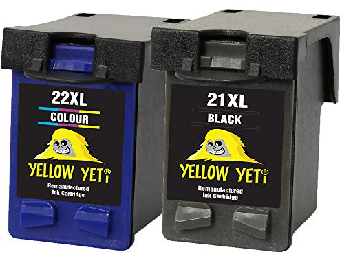 YELLOW YETI Ersatz für HP 21XL 22XL Druckerpatronen Schwarz/Farbe kompatibel für HP Deskjet F2120 F2180 F2280 F335 F375 F380 F390 F4180 F4190 D1460 D2360 D2460 Officejet 4315 4355 PSC 1410 1415
