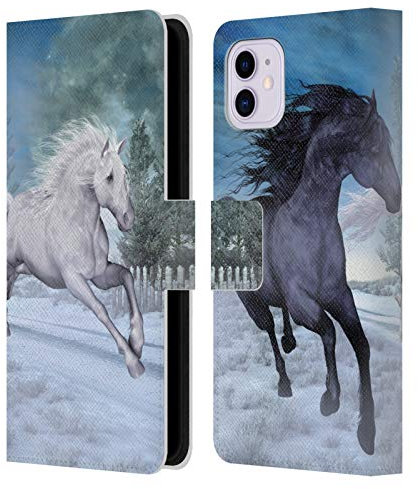 Head Case Designs Officially Licensed Simone Gatterwe Freedom In The Snow Horses Leather Wallet Case Compatible With Apple iPhone 11