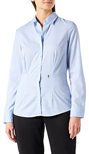 Seidensticker Damen Women Slim Longsleeve Cotton Bluse, Hellblau, 42 EU