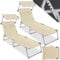 tectake® Set de 2 Chaise Longue Pliante Bain de Soleil Jardin Exterieur avec Pare Soleil & Appuie-tête Chaise Longue inclinable Transat de Plage Relax Jardin Camping Salon de Jardin Exterieur - Beige