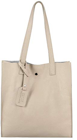 Damen Leder Tasche Set 2in1 Shopper Schultertasche HOBO Bag Umhängetasche Schmucktasche DIN-A4 Beige