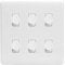 Lieber Silk White 6 Gang Dimmer Switch 2 Way Trailing Edge LED 400W - Curved Edge