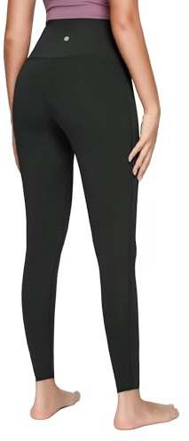 QUEENIEKE Women's High Waisted Yoga Pants 27 - Tummy Control Workout Leggings for Running Gym Training (Black Fleece-Lined, Medium)