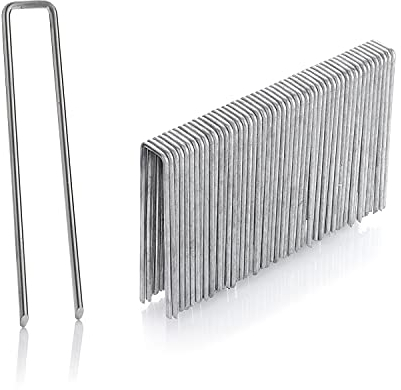 GardenMate 50 Erdanker verzinkt, 100mm lang, 13mm breit, Ø 2,9 mm, Befestigungsanker Bodenanker für den Garten aus verzinktem Stahl, Erdnägel Heringe zur Befestigung von Unkrautvlies, Kunstrasen