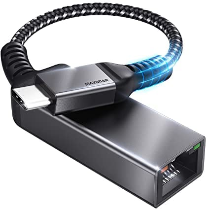 USB C Ethernet Adapter,Maxonar USB C LAN Adapter Thunderbolt 3/4 RJ45 Netzwerkadapter,Kompaktes Aluminiu Design, Kompatibel mit M2 MacBook Air/Pro,Pad Pro/Air,Surface Pro8,Galaxy Tab S8,Galaxy S23/S22