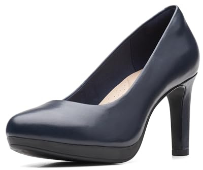 Clarks Women's Ambyr Joy Pump, Navy Leather, 5 UK