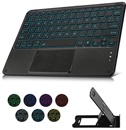 KOOCHUWAH Teclado K08 Bluetooth con Touchpad QWERTY Español, Compatible con iPad Galaxy Tab Tablets Portátil Teléfonos Inteligentes.