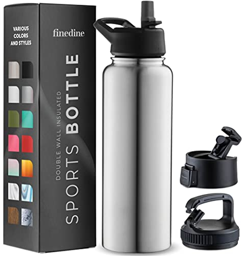 Triple-Insulated Stainless Steel Water Bottle with Straw Lid - Flip-Top Lid - Wide-Mouth Cap (40 oz) Insulated Water Bottles, Keeps Hot and Cold - Sports Canteen Water Bottle