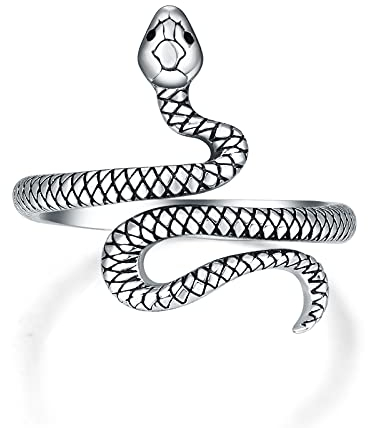 PRAYMOS Schlangenring 925 Sterlingsilber Einstellbarer Rings Bohemia Schlangen Ring Stapelbare Band Punk für Frauen Damen Herren Männer Unisex Schmuck