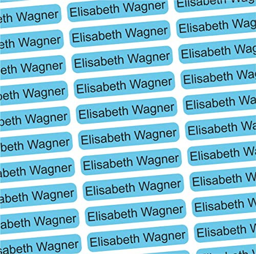 Namensaufkleber Erwachsene Altenheim, Pflegeheim & Krankenhaus - 36x7 mm - 150 Sticker personalisierte Namensetiketten für Eigentum, Bücher, Möbel, Hausschuhe, Brillenetui, Gehstock - hellblau