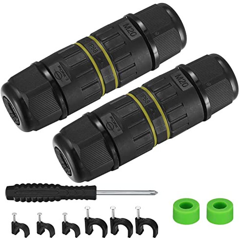 IP68 Waterproof Junction Box, 2 Pcs Outdoor Electrical Junction Box, Electrical Cable Connectors, Electric Sleeve Coupler Wire Connectors for Ø5mm-9mm Cable