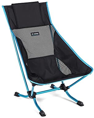 Helinox Beach Chair | Leichter, kompakter, Faltbarer tiefer Campingstuhl (Black + Pocket)