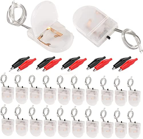 RUNCCI-YUN 20 Pezzi CR2032 Porta Batteria in Plastica,CR2032 Porta batterie a bottone 1 x 3V con Interruttore ON-off del Cavo (Trasparente)
