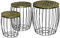 Outsunny 3er-Set Couchtische Beistelltische Gartentisch Retro Metallkorb Drahtkorb Garten Satztisch Gartenmöbel Outdoor Balkon Metall Natur+Schwarz 3 Größen
