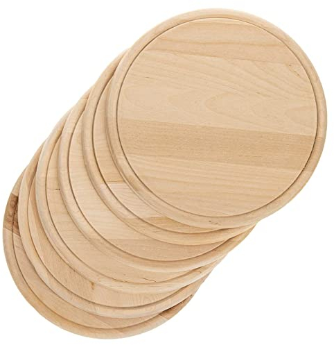 SIDCO Brotzeitteller Birke 6 x Fleischteller Schneidebrett Schinkenteller Holzteller 25 cm