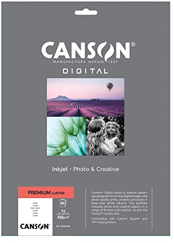 Canson 94664 Inkjet-Papier, A4, 20 Fg, 255 Gr, Lustre RC