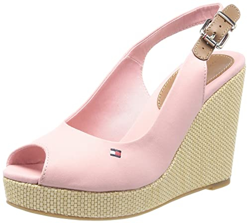 Tommy Hilfiger ICONIC ELENA SLING BACK WEDGE FW0FW04789, Donna, Rosa (Soothing Pink), 41 EU