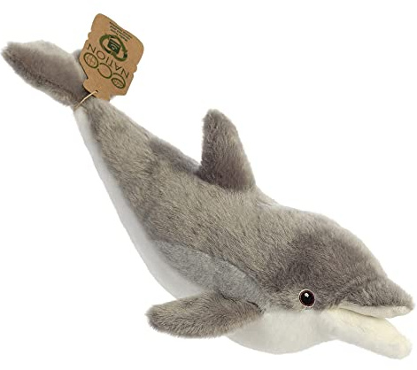 Aurora, 35020, Eco Nation Delphin, 38cm, Eco-Friendly Plüschtier, Grau & Weiß