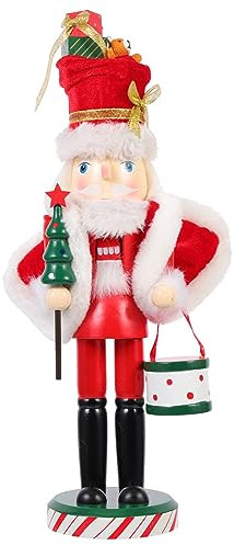 ibasenice Weihnachten Nussknacker Figur aus Holz Weihnachtsmann Nussknacker Soldat Figuren Ornament für Küchentisch Kamin Weihnachtsdekorationen