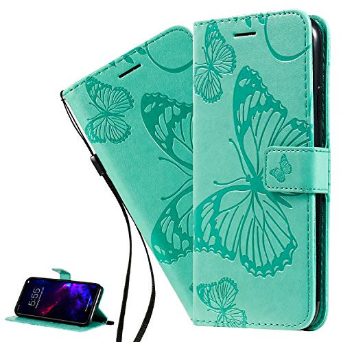 LEMAXELERS Nokia 7.1 Hülle, Schmetterling Flip Case PU Leder Schutzhülle mit Ständer, für Nokia 7.1, Kt Big Butterfly Embossed 4