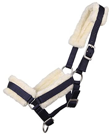 ARBO-INOX Fohlenhalfter mit Kunstfell Halfter 3-Fach verstellbar (Shetty Fohlen, Dunkelblau)