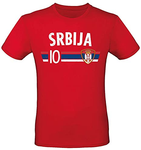 Fußball WM EM T-Shirt Fan Artikel Weltmeisterschaft Nationalmannschaft Europameisterschaft Fanartikel Fan-Trikot Herren Damen Fan Shirt, S, Serbien