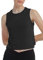 sissycos Damen Sport Crop Tank Top Ärmellos, Sanft Kurze Racerback Shirt Rundem Ausschnitt für Fitness Yoga Beiläufig(Schwarz,M)