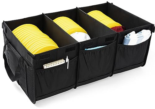 ITHWIU Discgolf-Aufbewahrungstasche mit Abdeckung, großes Fassungsvermögen, mit 3 Trennwänden und 10 Seitentaschen, jede Trennwand bietet Platz für 24 Scheiben, gesamte Tasche kann bis zu 72–80