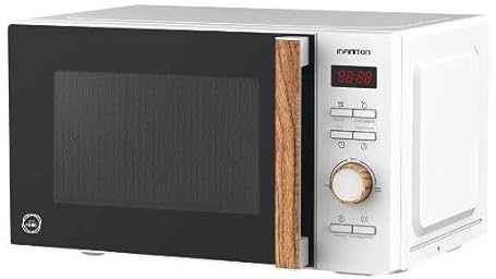 Infiniton Microondas MW-S710, 800 W, 20 L, Tirador de Madera, Función Grill, Función descongelar, Vaporera incluída
