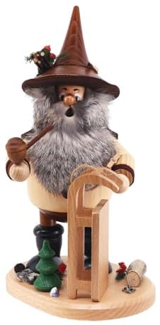 SCHENK HOLZKUNST DWU Räuchermann Waldwichtel Schlittenfahrer