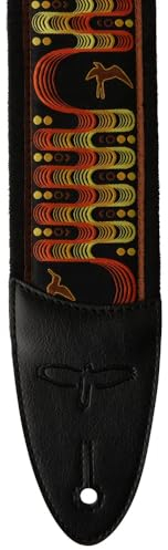 PRS 2.4 Padded Guitar Strap w/FLASH, Custom Jacquard Birds Wavelength, Orange
