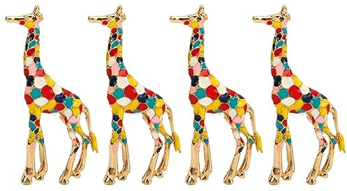 Broche Girafe De Dessin Animé 4 Pièces, Belle Apparence Image Classique Et élégante Broche Girafe De Mode En Alliage D'aluminium Pour les Femmes